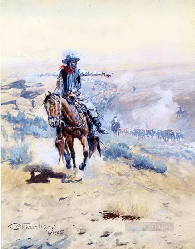 pointing out the trail 1905 Charles Marion Russell Oil Paintings